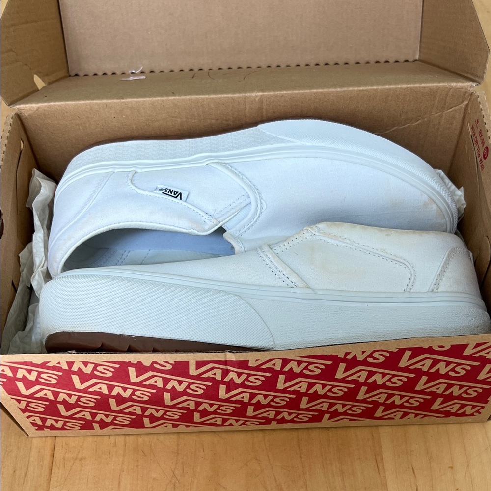 Vans White Slip-On Platform Sneakers